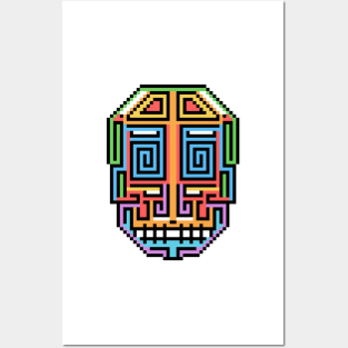 Pixel Spiral Skull Posters and Art